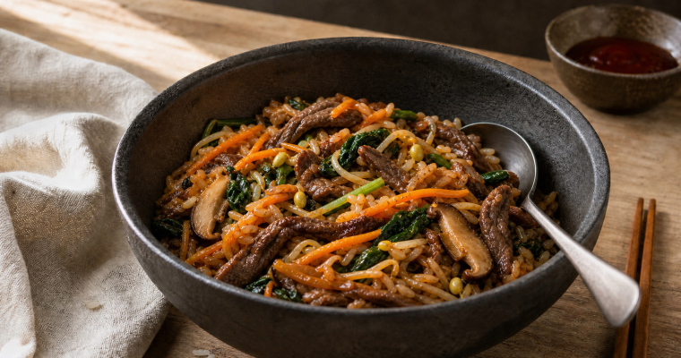 Bibimbap revisité : légumes de saison français à la place des banchan